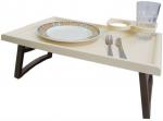 Serviertisch Tablett mit Flaschen und Getränkehalte, beige