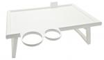 Serviertisch Tablett mit Flaschen und Getränkehalte, weiß
